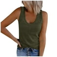 thumbnail image 1 of Womens Ribbed Knit Tank Tops Plus Size Sleeveless U-Neck Base Shirt Solid Color Summer Casual Yoga Workout Tees Summer Savings Deals Clearance, 1 of 5