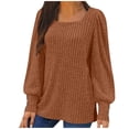 thumbnail image 1 of Womens Ribbed Knitted Thin Sweater, Long Sleeve Pullover for Women Fall Fashion Loose Fit Solid Color Crewneck Sweaters, 1 of 5