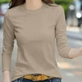 thumbnail image 1 of Womens Ribbed Long Sleeve Crewneck Casual Slim Basic Shirts Fitted Knit Tops Long Sleeve Cheer Shirt Womens Solid Shirt Womens Cold Gear Long Sleeve Solid T Shirt Women Sleeve Pack Womens Long Sleeve, 1 of 7