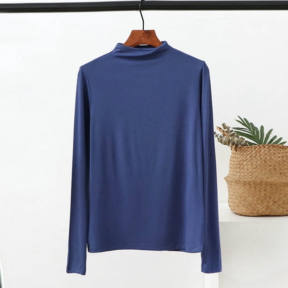 Womens Ribbed Long Sleeve Crewneck Shirts Fitted Sweaters Slim Fit Basic Casual Tops