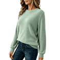thumbnail image 1 of TKKCS Womens Ribbed Long Sleeve Pullover Top Soft Stretch Regular Fit Casual Crew Neck Basic Blouse Green L, 1 of 10