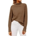 thumbnail image 1 of Womens Ribbed Mock Neck Batwing Sleeve Sweater Knitted Pullover Sweaters, 1 of 7