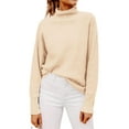 thumbnail image 1 of Womens Ribbed Mock Neck Batwing Sleeve Sweater Knitted Pullover Sweaters, 1 of 6