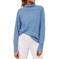 thumbnail image 1 of Womens Ribbed Mock Neck Batwing Sleeve Sweater Knitted Pullover Sweaters, 1 of 7