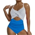 thumbnail image 1 of Womens Ribbed One Piece Swimsuit Tummy Control High Cut Bathing Suit Sexy V Neck Criss Cross Monikini, 1 of 6