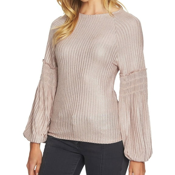 Womens Ribbed Smocked Pullover Top