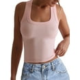 thumbnail image 1 of Womens Ribbed Square Neck Tank Tops Basic Backless Sleeveless Summer Camisole 2025 Pink XL, 1 of 6