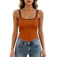 thumbnail image 1 of Womens Ribbed Tank Top Padded Workout Shirt Sleeveless Square Neck Crop Tanks Fitted Basic Cami Tops Orange One Size, 1 of 5
