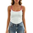 thumbnail image 1 of Womens Ribbed Tank Top Padded Workout Shirt Sleeveless Square Neck Crop Tanks Fitted Basic Cami Tops White One Size, 1 of 5
