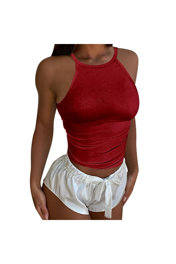 Womens Ribbed Tank Top Slim Fit Solid Sleeveless Summer Basic Rib-Knit Cami Vest Top Soft Layering Shell Tee XXL
