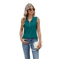 thumbnail image 1 of Womens Ribbed Tank Top Zipper V Neck Dressy Casual Blouses Sleeveless Camisole Tops Work Tank Shirts Dark Green S, 1 of 9