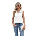 thumbnail image 1 of Womens Ribbed Tank Top Zipper V Neck Dressy Casual Blouses Sleeveless Camisole Tops Work Tank Shirts White M, 1 of 9