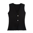 thumbnail image 1 of Womens Ribbed Tank Tops Fashion For Summer/Spring Casual Oversize Solid Color V-Neck Sleeveless Black Tank Tops Loose Fit S-L, 1 of 3