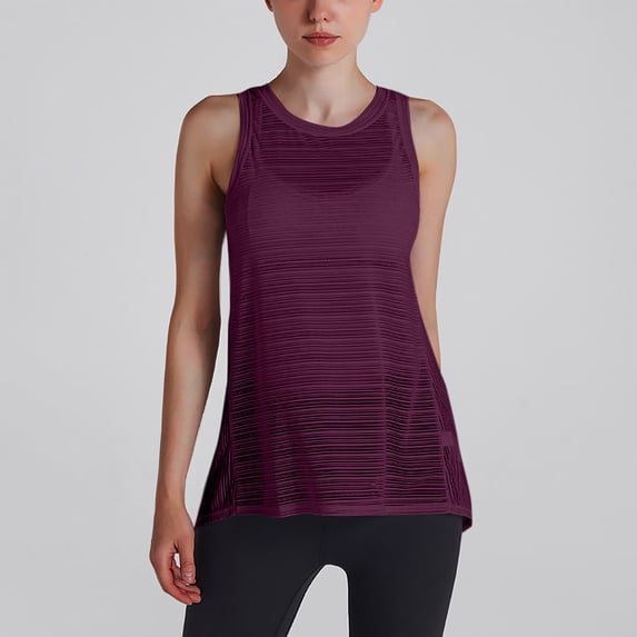 Womens Ribbed Tank Tops Fashion For Summer/Spring Round Neck Sports Mesh Lace Back Yoga Wine Workout Tank Tops S-2XL