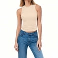 thumbnail image 1 of Womens Ribbed Tank Tops Juniors Y2K Crop Tops Slim Fit Crew Neck Camisoles for Sleepwear, 1 of 8