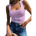 thumbnail image 1 of Womens Ribbed Tank Tops Sleeveless Square Neck Shirts Casual Slim Fitted Knit Shirts, 1 of 5