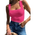 thumbnail image 1 of Womens Ribbed Tank Tops Sleeveless Square Neck Shirts Casual Slim Fitted Knit Shirts, 1 of 5