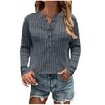 thumbnail image 1 of Womens Ribbed Thin Sweater, Long Sleeve Pullover for Women Fall Fashion Loose Fit Solid Color Button Up V Neck Sweaters S-3XL, 1 of 5