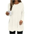 thumbnail image 1 of Womens Ribbed Tunic Tops, Long Sleeve Shirts for Women Fall Fashion Warmth Fleece Solid Color Crewneck Pullover, 1 of 7