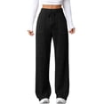 thumbnail image 1 of Womens Ribbed Wide Leg Lounge Pants with Pockets Comfy Loose Soft Knit Pants with Drawstring Black L, 1 of 10