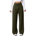 thumbnail image 1 of Womens Ribbed Wide Leg Lounge Pants with Pockets Comfy Loose Soft Knit Pants with Drawstring Green XL, 1 of 10