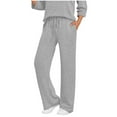 thumbnail image 1 of Womens Ribbed Wide Leg Pants with Pockets Casual Comfy Loose Soft Drawstring Knitted Pajama Trouser New Athletic Pants for Women Gray XL, 1 of 7