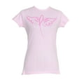 thumbnail image 1 of Womens Ribbon Angel Wings Breast Cancer Awareness T-Shirt - Pink - Medium, 1 of 2