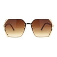 thumbnail image 1 of Womens Ribbon Jewel Designer Style Rimless Oversize Rectangle Sunglasses Gold - Brown, 1 of 4