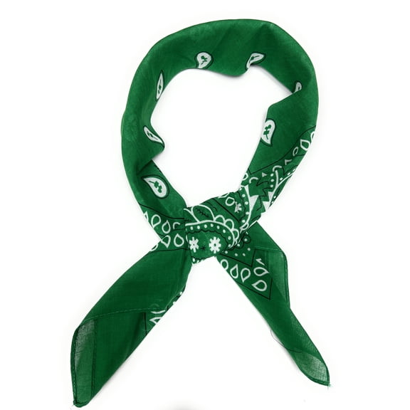 Womens Ribbon Scarf Set of 7 Paisley Pure Cotton Neck Kerchief (Green)