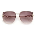 thumbnail image 1 of Womens Rich 90s Designer Rimless Large Round Butterfly Plastic Fashion Sunglasses Beige - Brown, 1 of 1