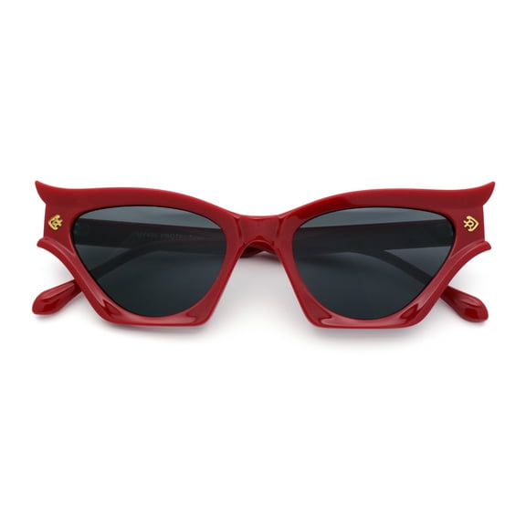 Womens Rich Gilded Age Opulent Gothic Cat Eye Plastic Fashion Sunglasses Red - Black