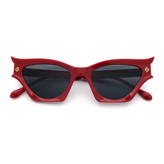 SA106 Womens Rich Gilded Age Opulent Gothic Cat Eye Plastic Fashion Sunglasses Red Frame - Black Lens