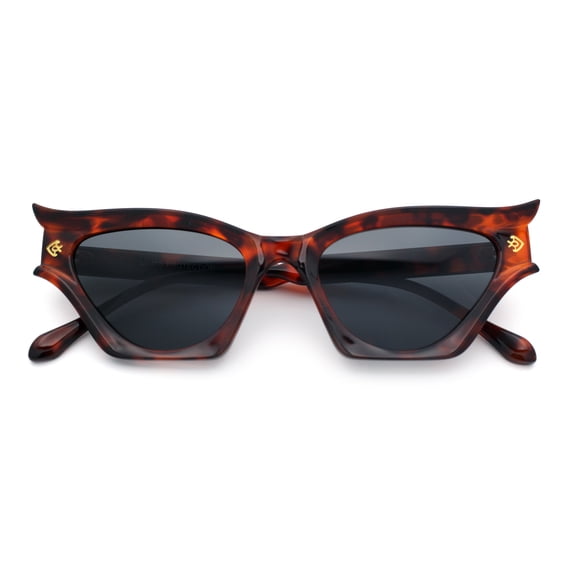 SA106 Womens Rich Gilded Age Opulent Gothic Cat Eye Plastic Fashion Sunglasses Tortoise Frame - Black Lens