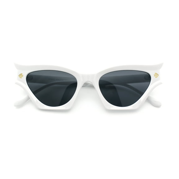 Womens Rich Gilded Age Opulent Gothic Cat Eye Plastic Fashion Sunglasses White - Black