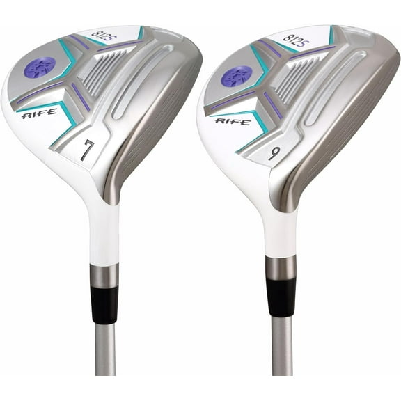 Womens Rife Golf 812s New Offset #7 + #9 Lady Fairway Metal Wood RH Clubs Set Right Handed Premium Ultra Forgiving Ladies Flex Graphite Shaft with Tour Velvet Grip + Headcovers