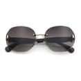 thumbnail image 1 of Womens Rimless Bevel Lens Flower Jewel Hinge Round Fashion Sunglasses Gold Brown - Brown, 1 of 8