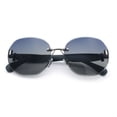 thumbnail image 1 of Womens Rimless Bevel Lens Flower Jewel Hinge Round Fashion Sunglasses Silver Grey - Smoke, 1 of 8