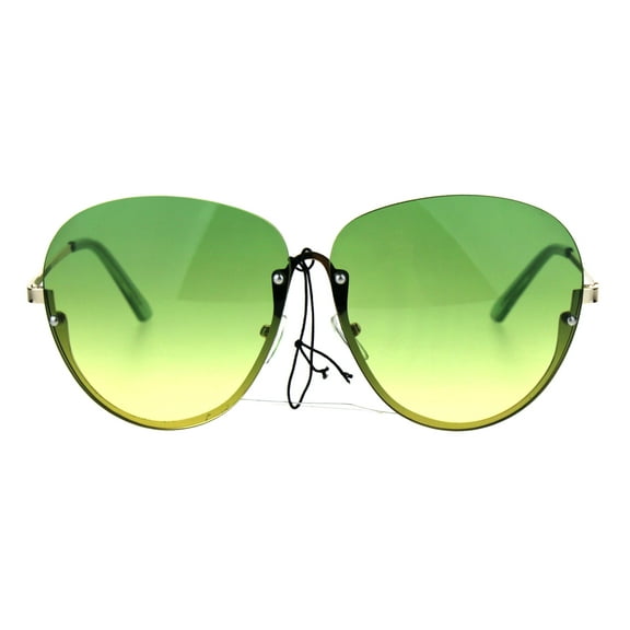 Womens Rimless Butterfly Halfrim Diva Designer Sunglasses Green