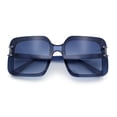 thumbnail image 1 of Womens Rimless Designer Fashion Oversized Rectangular Plastic Sunglasses All Blue, 1 of 8