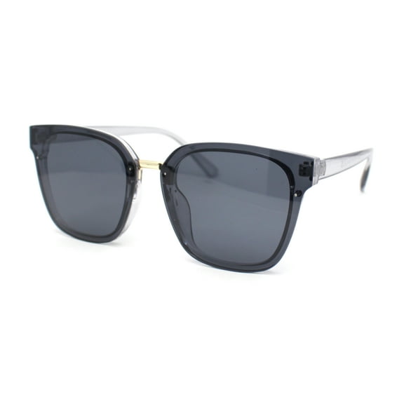 Womens Rimless Metal Bridge Plastic Fashion Horn Rim Sunglasses Slate Gold - Smoke