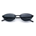 thumbnail image 1 of Womens Rimless Metal Rim Cat Eye Pyramid Stud Jewel Arm Sunglasses All Black, 1 of 8