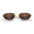 thumbnail image 1 of Womens Rimless Metal Rim Cat Eye Pyramid Stud Jewel Arm Sunglasses Gold - Brown, 1 of 8