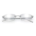 thumbnail image 1 of Womens Rimless Metal Rim Cat Eye Pyramid Stud Jewel Arm Sunglasses Silver - Clear Mirror, 1 of 8