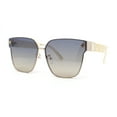 thumbnail image 1 of Womens Rimless Metal Rim Horn Rim Rectangle Designer Fashion Sunglasses Gold Ivory - Smoke, 1 of 4