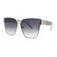 thumbnail image 1 of Womens Rimless Metal Rim Horn Rim Rectangle Designer Fashion Sunglasses Gold Lavender - Smoke, 1 of 4