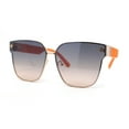 thumbnail image 1 of Womens Rimless Metal Rim Horn Rim Rectangle Designer Fashion Sunglasses Gold Orange - Brown Smoke, 1 of 4
