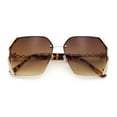 thumbnail image 1 of Womens Rimless Metal Rim Rectangle Butterfly Luxe Fashion Sunglasses Gold - Brown, 1 of 8