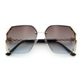 thumbnail image 1 of Womens Rimless Metal Rim Rectangle Butterfly Luxe Fashion Sunglasses Gold - Burgundy Blue, 1 of 8