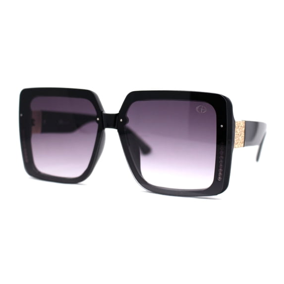 Womens Rimless Mod Luxe Rhinestone Metal Engrave Butterfly Designer Sunglasses Black Smoke