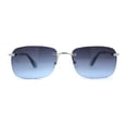 thumbnail image 1 of Womens Rimless Narrow Rectangle 90s Retro Sunglasses Silver Blue, 1 of 4